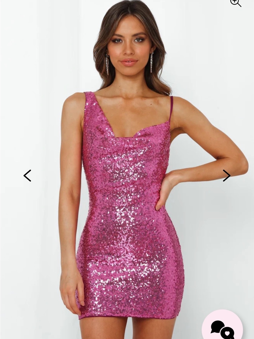 Hello Molly Pink Sequin Cowl Neck Mini Dress - Picture 2 of 3